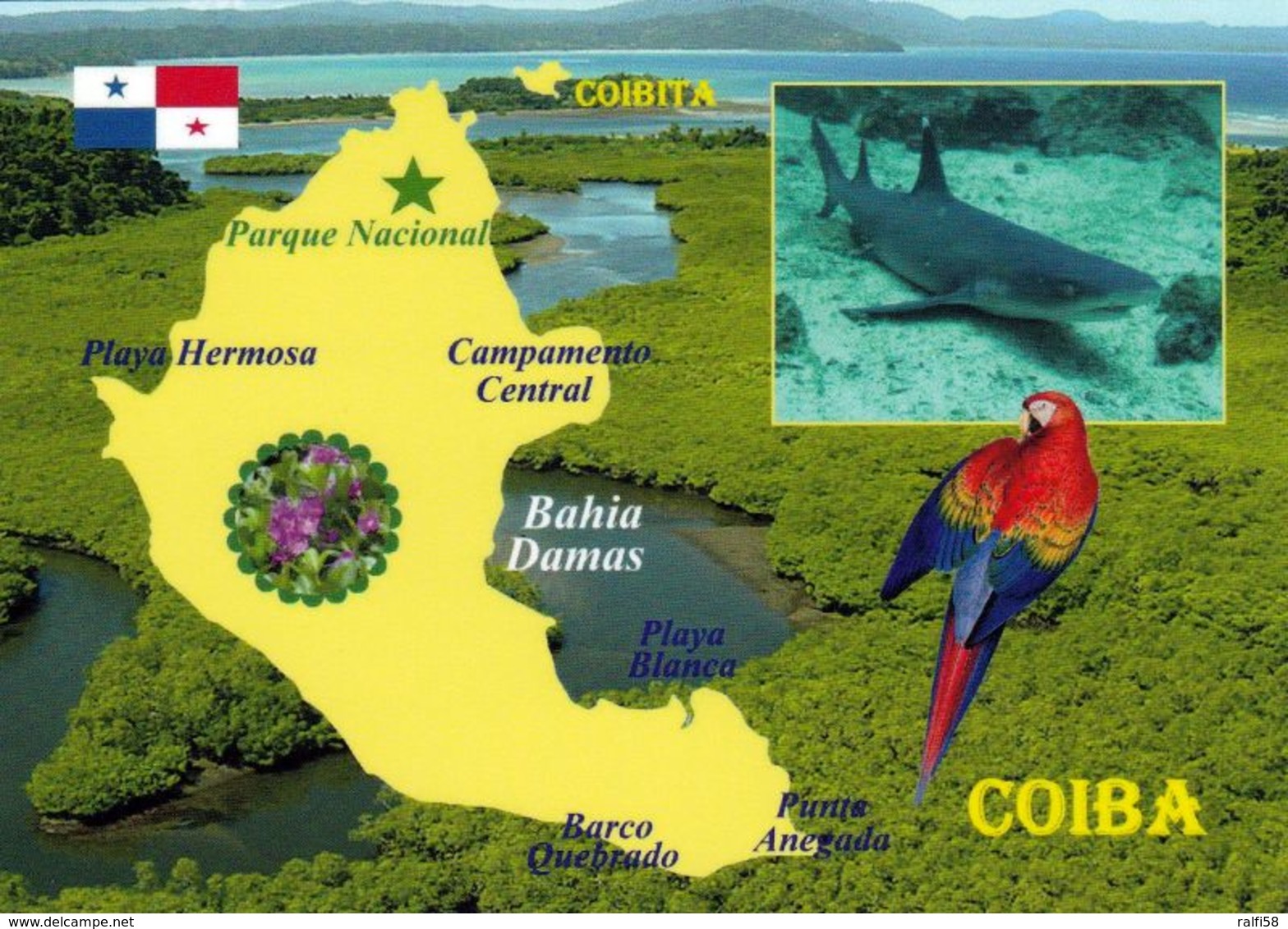 1 Map Of Panama * 1 Ansichtskarte Mit Der Landkarte Der Insel Coiba - Liegt Vor Der Pazifikküste Von Panama * - Landkarten