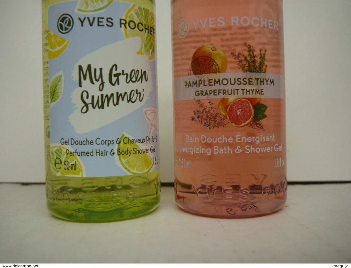 YVES ROCHER " 2 PRODUITS DOUCHE: "PAMPLEMOUSSE THYM" " MY GREEN SUMMER" LIRE ET VOIR!! - Miniatures Femmes (sans Boite)