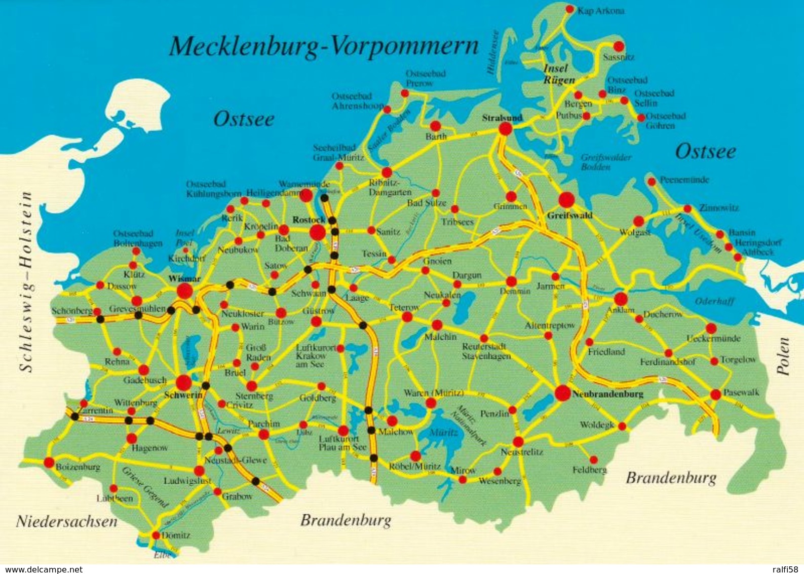 1 Map Of Germany * 1 Ansichtskarte Mit Der Landkarte - Das Bundesland Mecklenburg-Vorpommern * - Landkarten