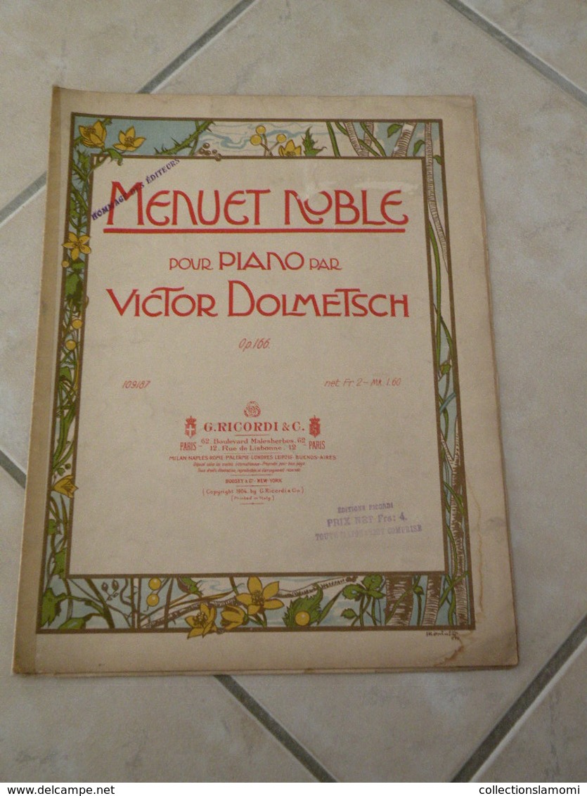 Menuet Noble -(Musique Victor Dolmetsch) - Partition (Piano)1904 - Instruments à Clavier