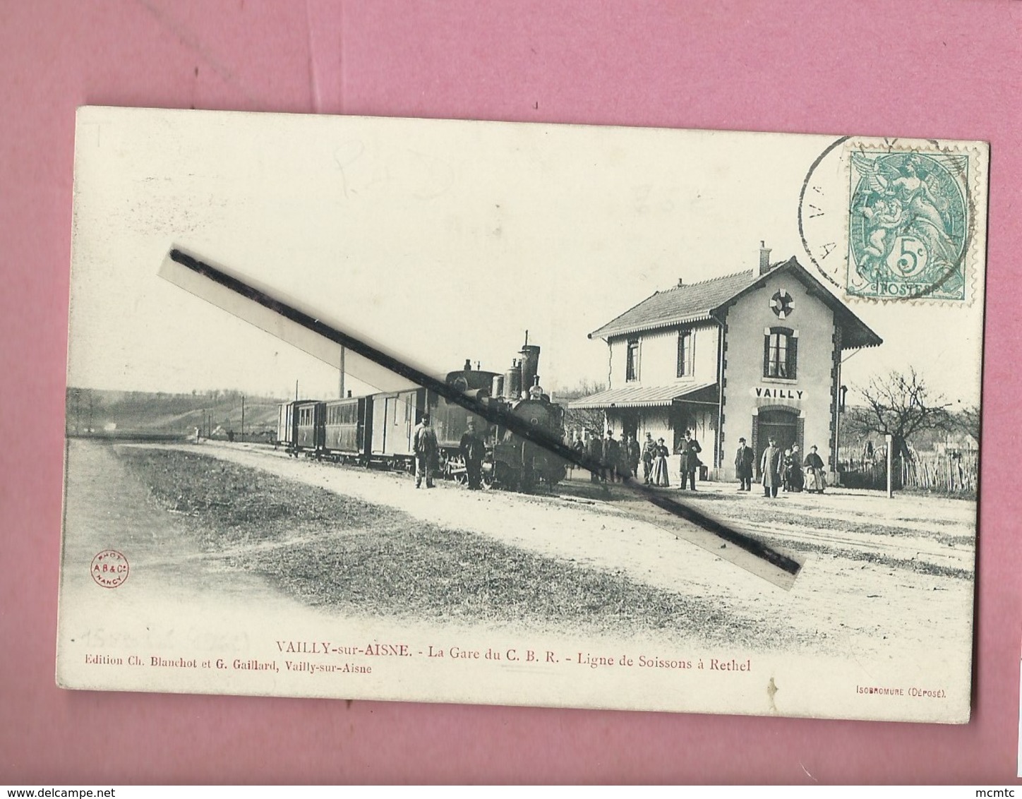 CPA -   Vailly Sur Aisne - La Gare Du C.B.R. - Ligne De Soissons à Rethel  -(  Train , Locomotive ) - Autres & Non Classés