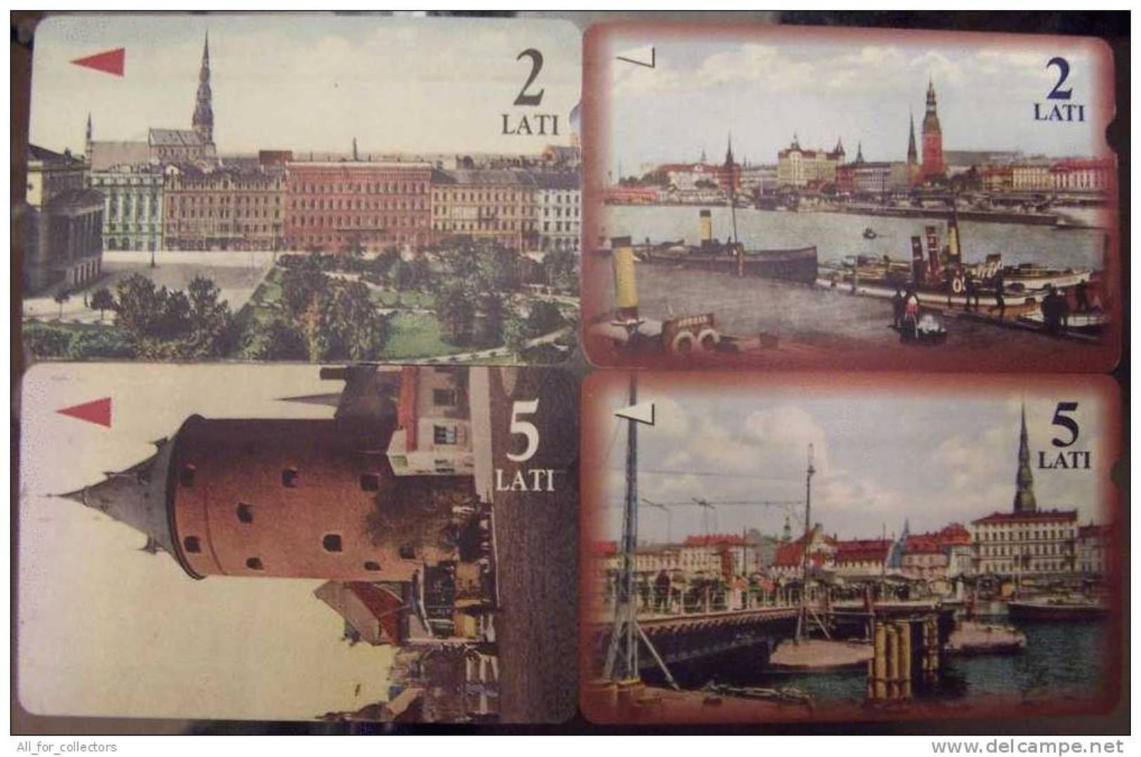 4 Nice Cards Cartes Karten From LATVIA Lettonie Lettland, OLD VIEWS OF RIGA City, Waterfront, Bridge, Square, Tower - Latvia