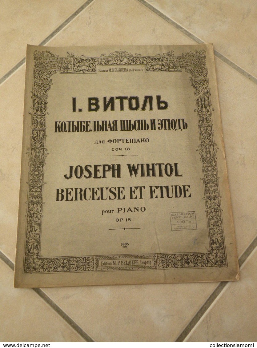 Berceuse & Étude -(Musique Joseph Wihtol) - Partition (Piano) - Instruments à Clavier