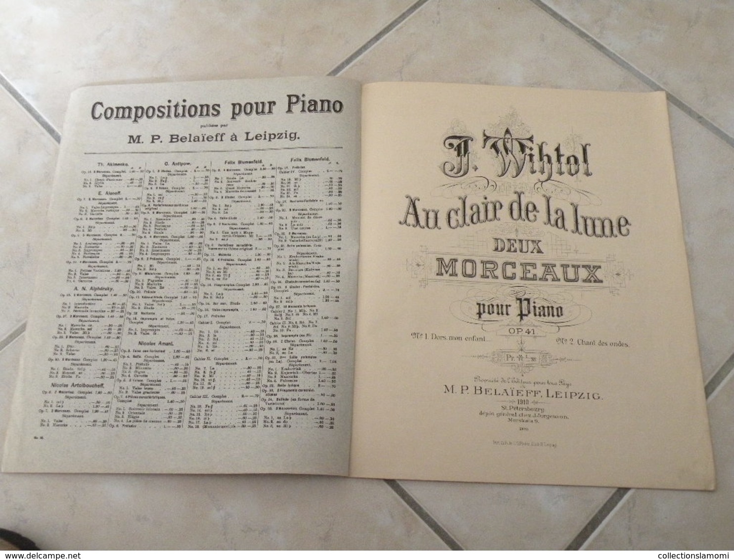 Dors Mon Enfant & Chant Des Ondes -(Musique Joseph Wihtol) - Partition (Piano) - Instruments à Clavier