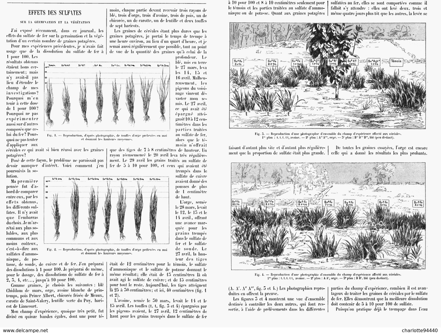 LES EFFETS DES SULFATES Sur La GERMINATION Et La VEGETATION 1900 - Otros & Sin Clasificación