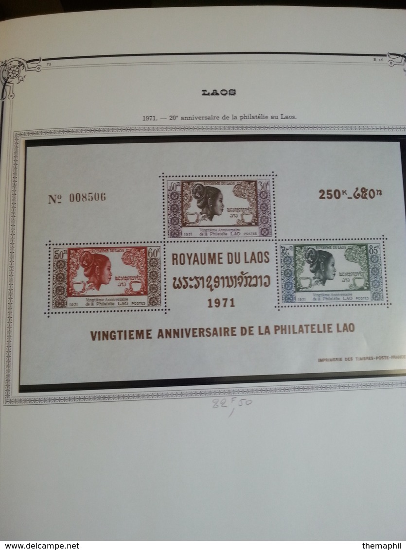 lot n° 605 LAOS collection sur pages d'albums neufs * timbres collés a 50 %