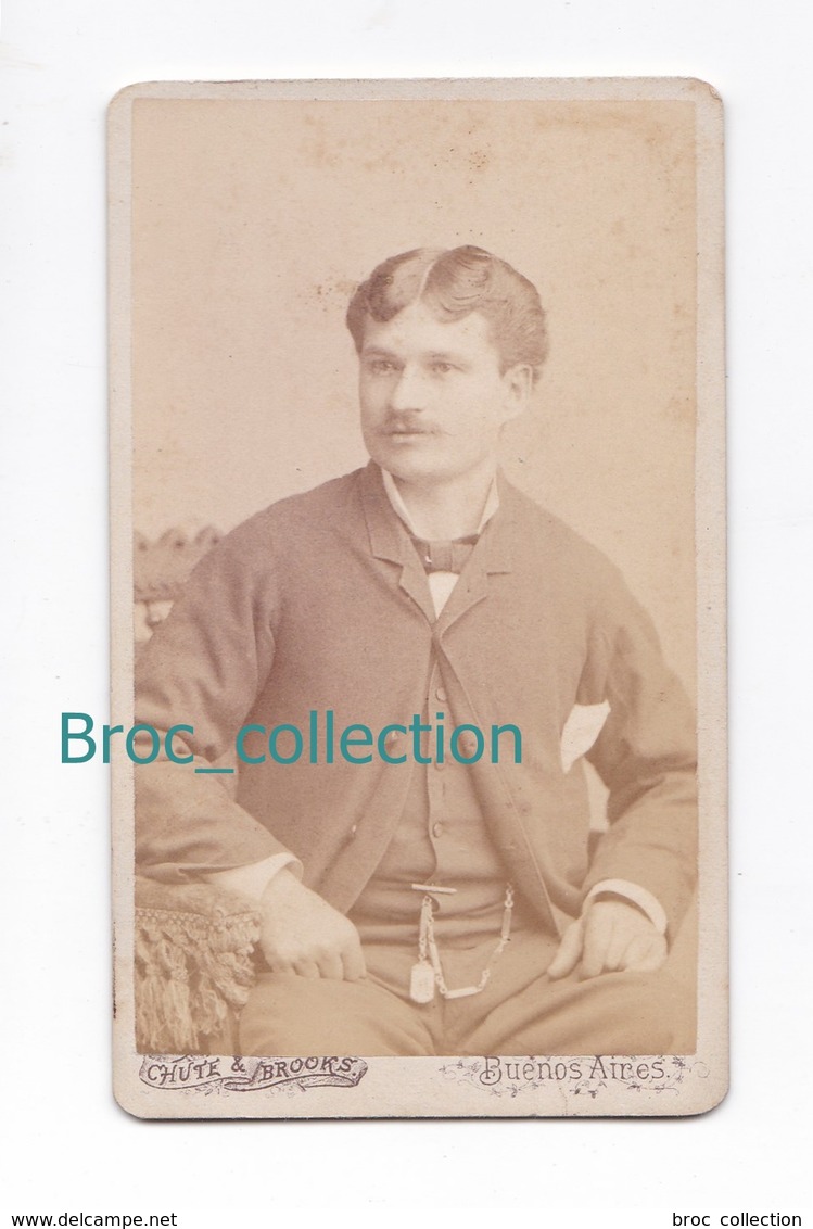 Photo Cdv D'un Jeune Homme, Photographe Chute & Brooks, Buenos Aires, Album Seguin, Circa 1875 - Anciennes (Av. 1900)
