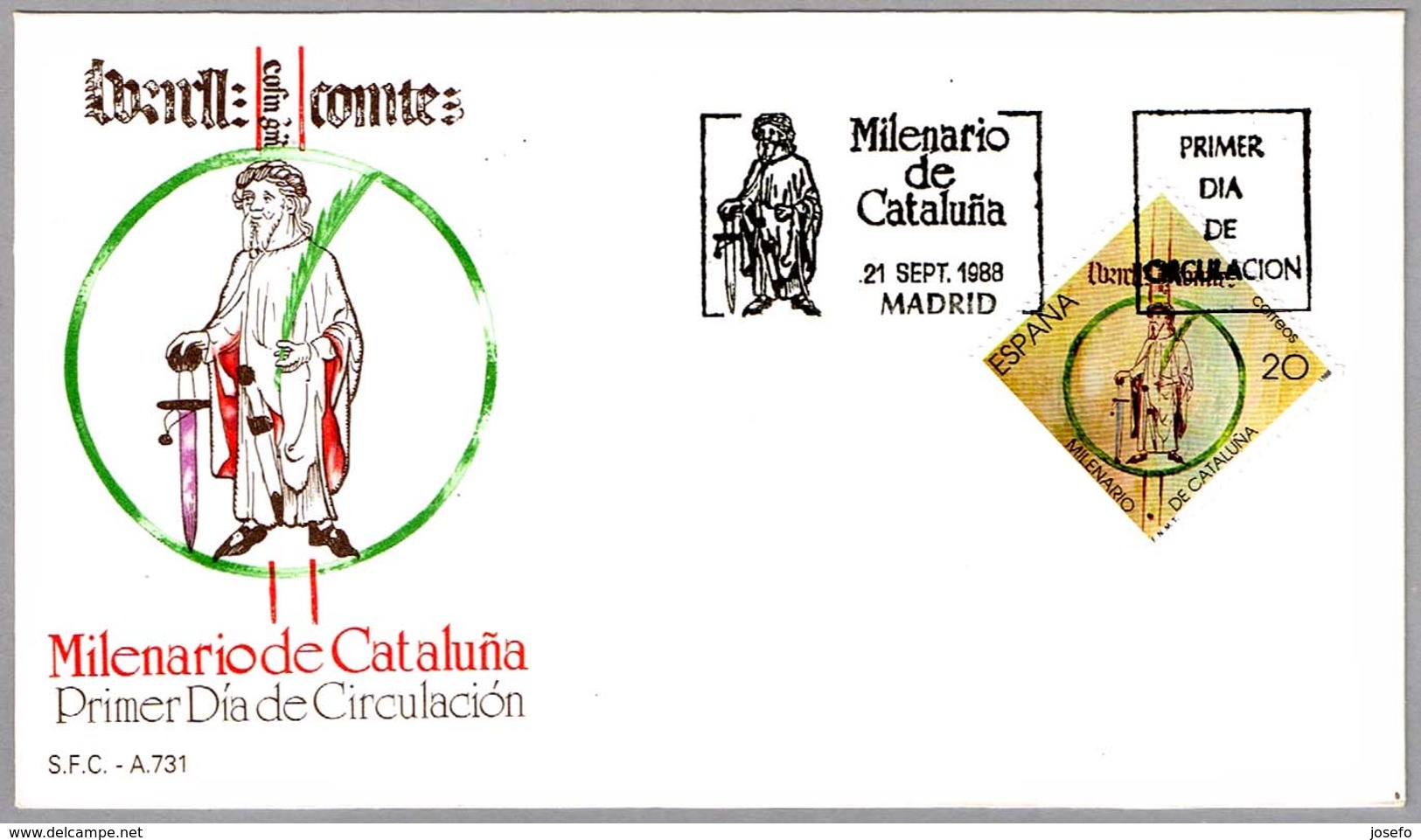 MILENARIO DE CATALUÑA. SPD/FDC Madrid 1988 - Otros & Sin Clasificación