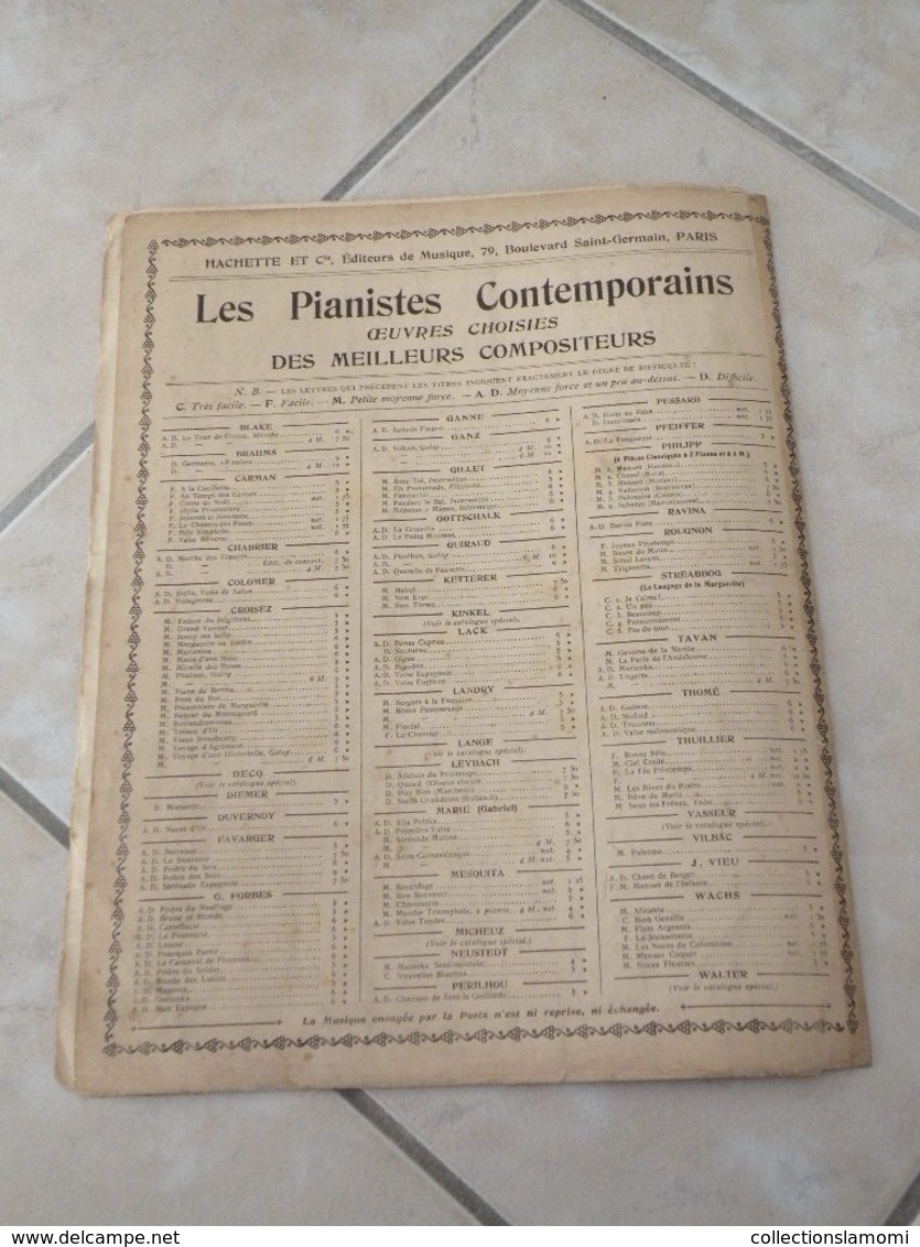 A La Cueillette -(Musique Marius Carman) - Partition (Piano)1900 - Instruments à Clavier