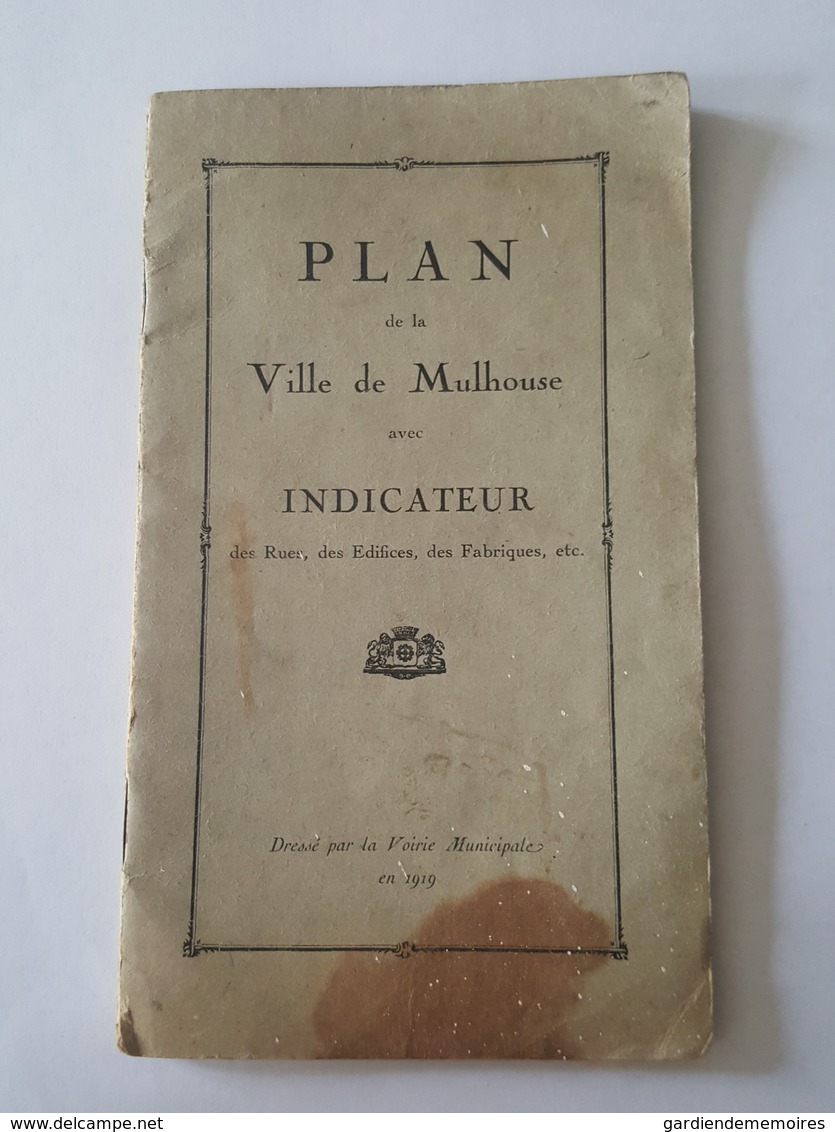 1919 Plan De La Ville De Mulhouse Avec Indicateur Des Rues, Édifices (Synagogue), Des Fabriques, Ecoles, Casernes, Asile - Other Plans