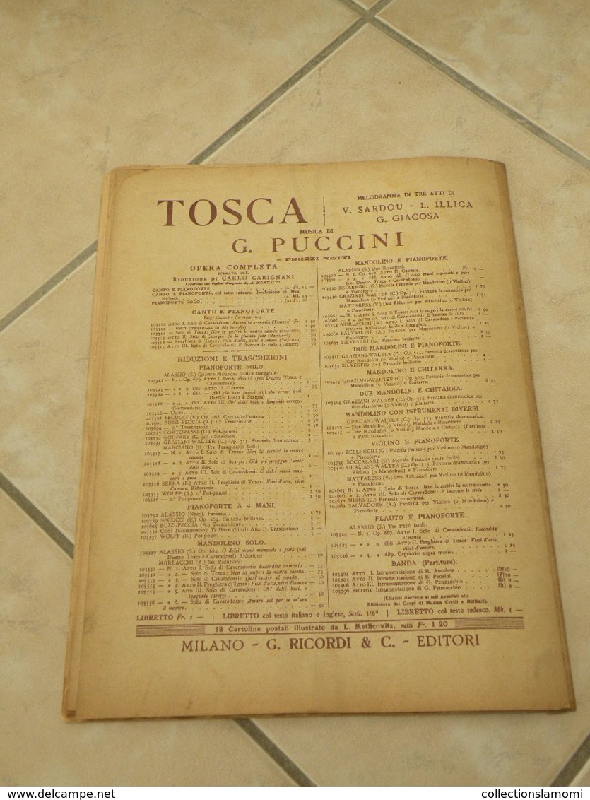 Tosca -(Musique Giacomo Puccini) - Partition (Piano)