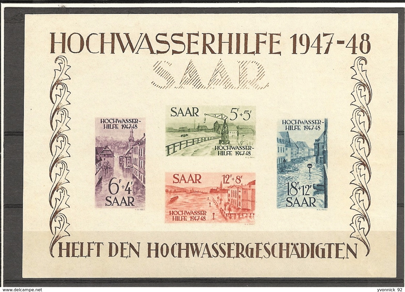 Sarre / SAAR_ Bloc N°1- 1947/48  ( Neuf  ) Côte 800.€ - Hojas Y Bloques