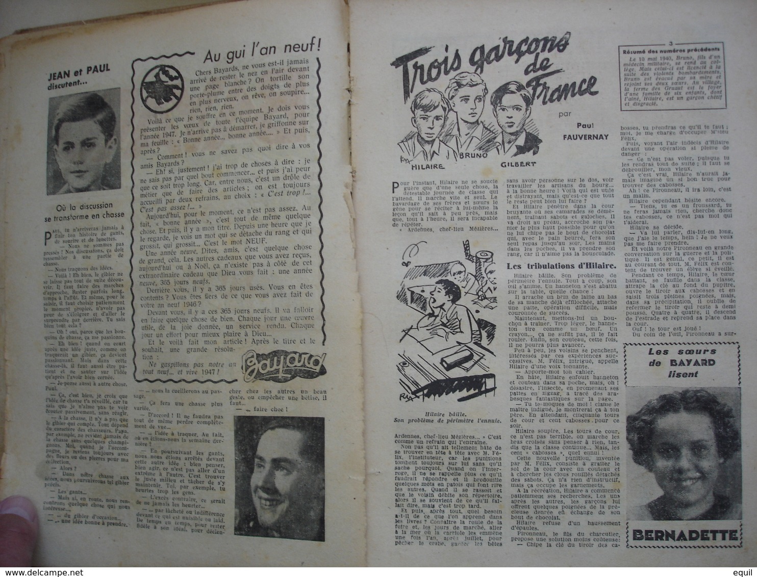 journal de BAYARD rare reliure de 33 journaux première édition après guerre du numéro 1 au numéro 33 - du 8 décembre1946