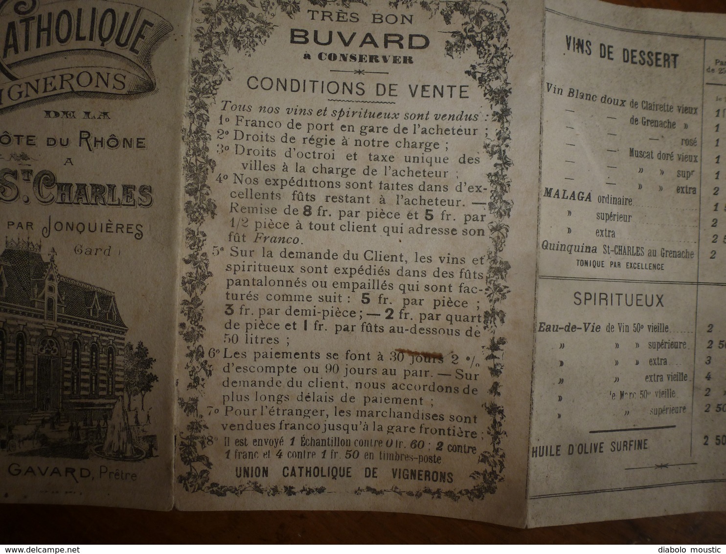 Vers 1900 :  Union Catholique De Vignerons De La Côte Du Rhône à St-Charles (par Jonquières) - 1800 – 1899