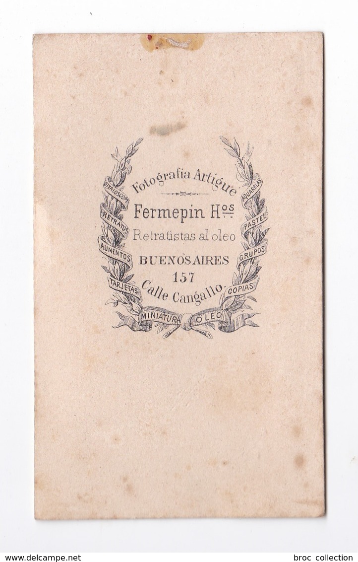 Photo Cdv D'une Jeune Fille, Femme, Photographe Fermepin Hermanos, Buenos Aires, Album Seguin, Circa 1875 - Anciennes (Av. 1900)