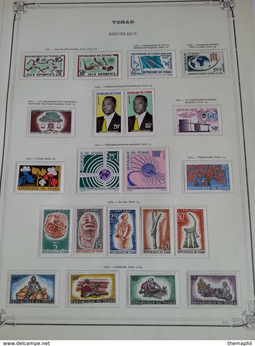 lot n° 603 TCHAD niger senegal collection sur pages d'albums neufs * timbres collés a 50 %