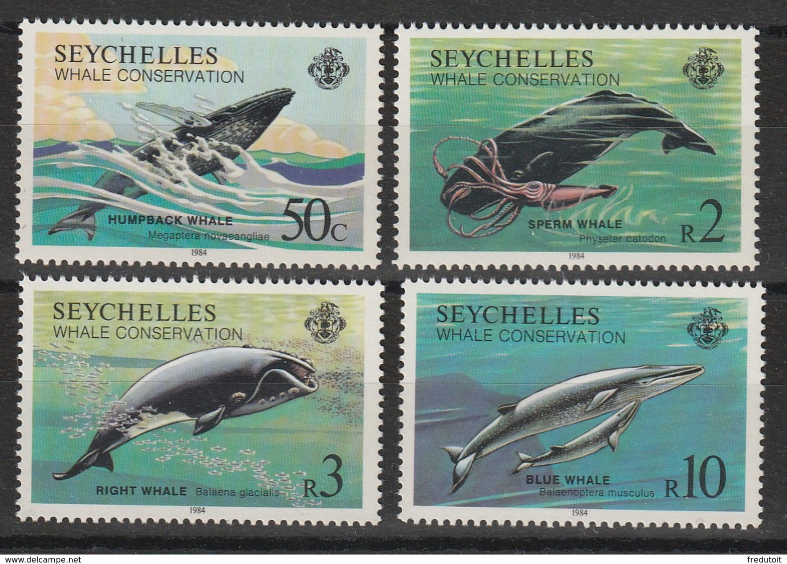 SEYCHELLES - N° 565/8  ** (1984)  Protection Des Baleines - Seychelles (1976-...)