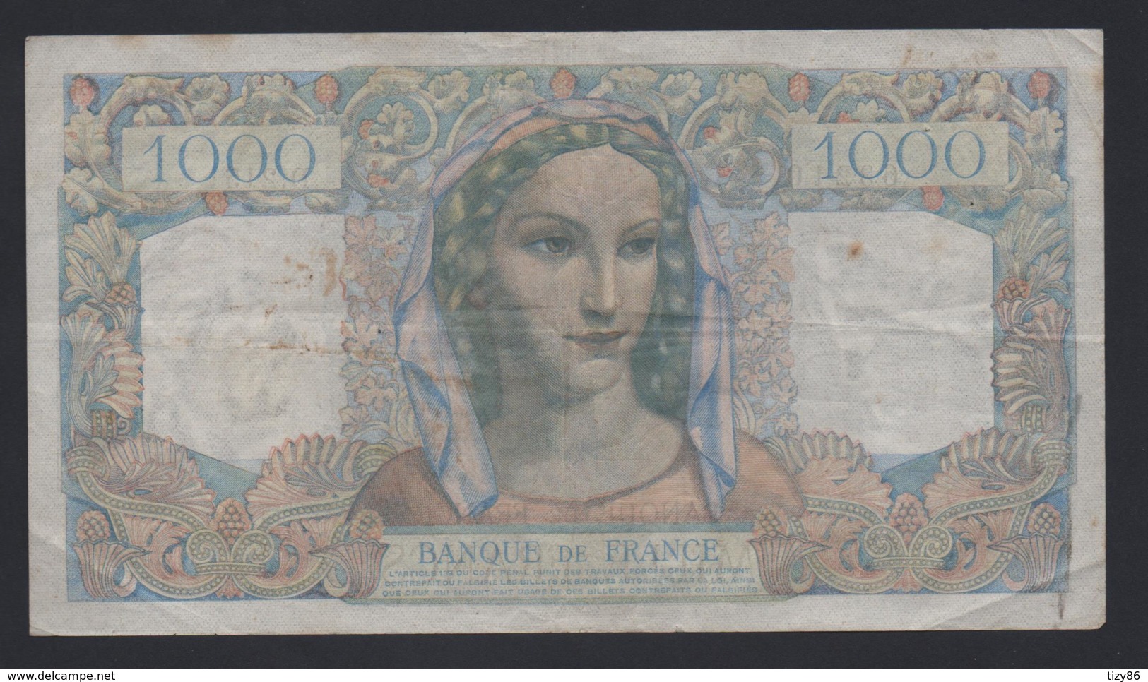 Banconota Francia 1000 Francs 1946 - 100 F 1945-1954 ''Jeune Paysan''