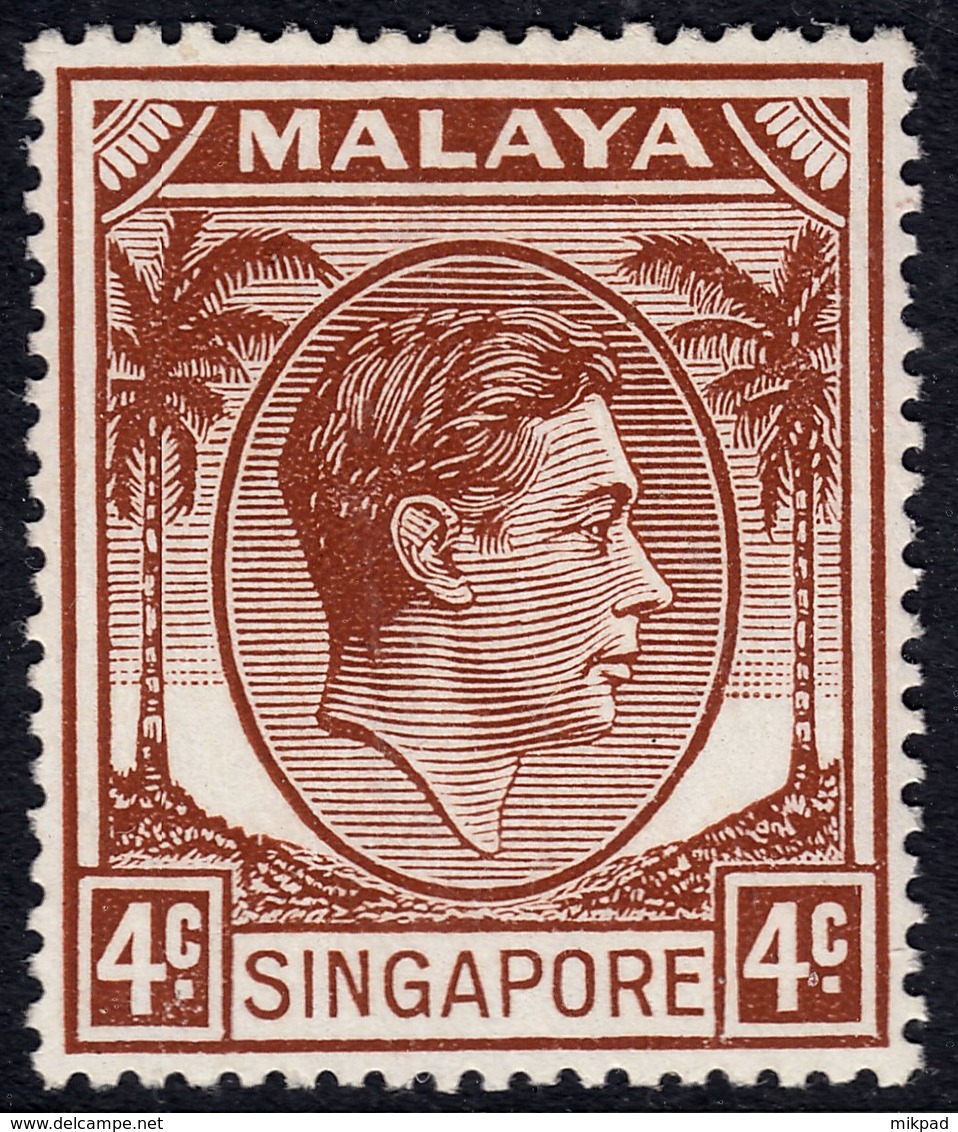 Singapore 1948 P. 17.5x18 4c SG19  - Unmounted Mint - Singapore (...-1959)