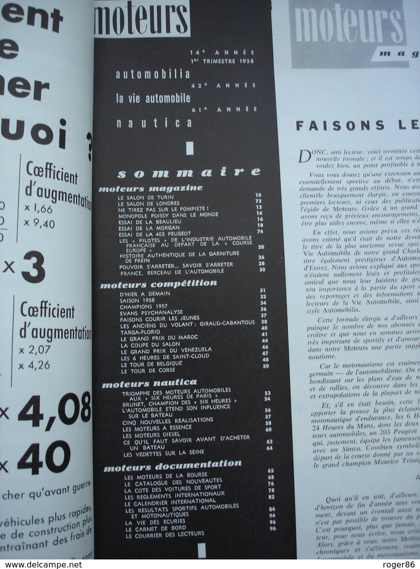 Revue MOTEUR Du 1er Trimestre 1958 Avec Courses Automobiles ,présentation De La DS ,l'usine De POISSY Etc...... - Auto