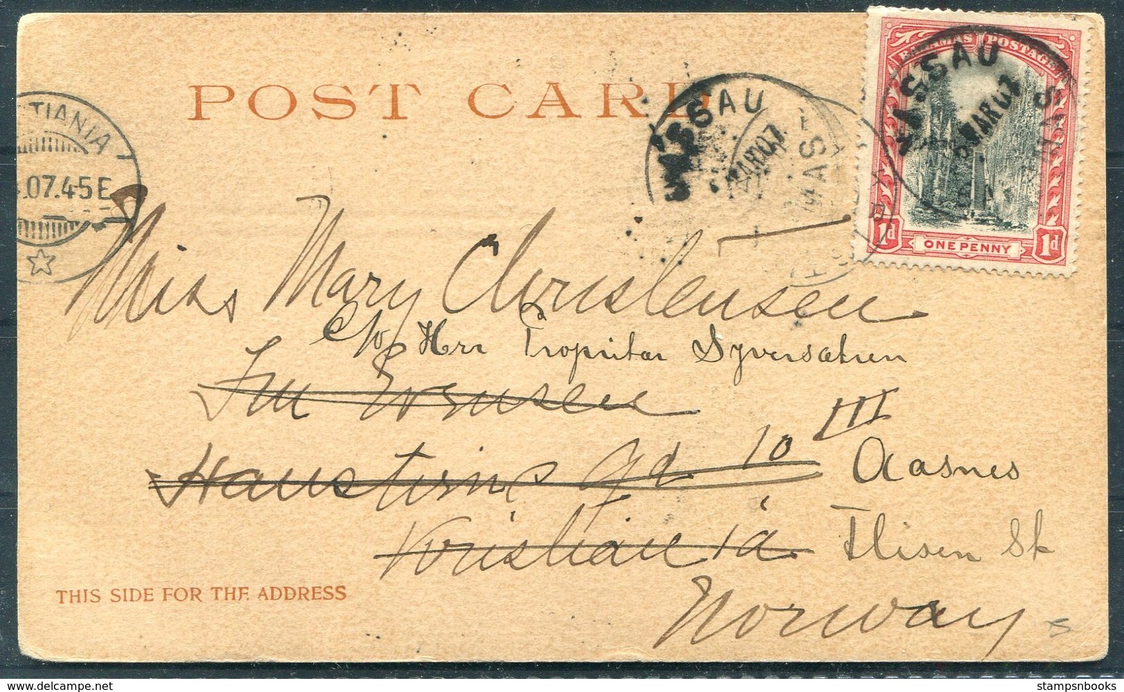 1907 Bahamas Diving For Coins At Nassau Postcard - Norway. Christiania Oslo - 1859-1963 Crown Colony