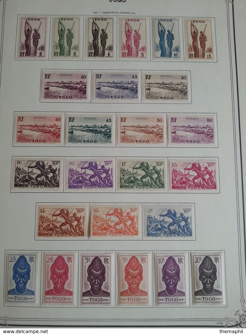 lot n° 601 TOGO + SOUDAN  collection sur pages d'albums neufs * timbres collés a 50 %