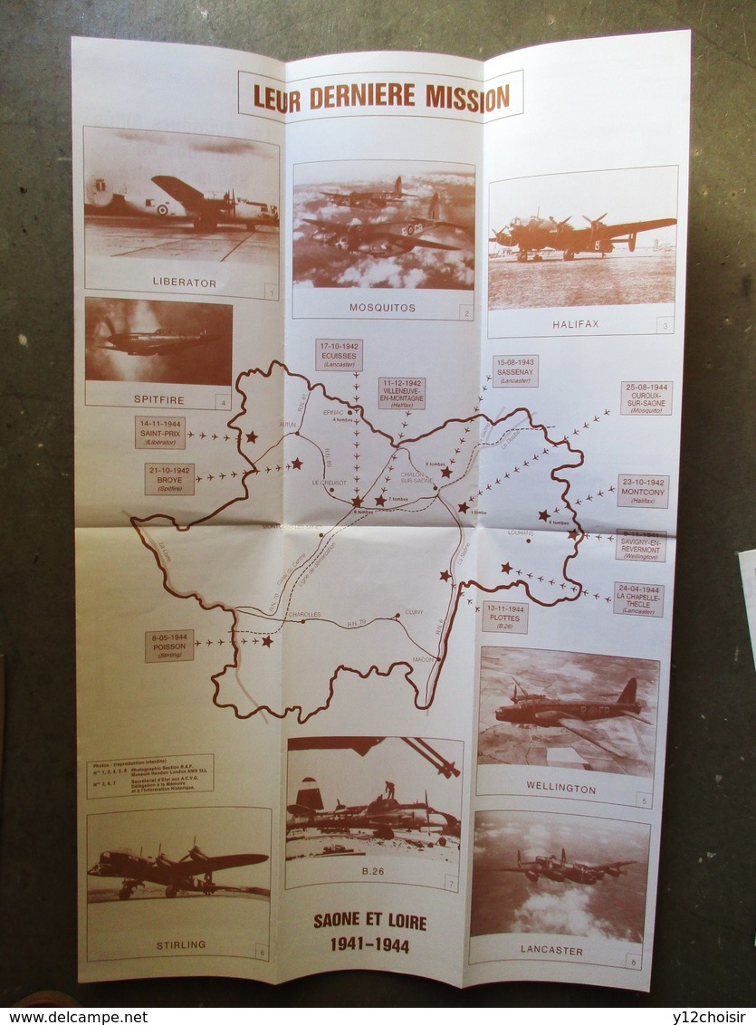 PLAQUETTE AVIATION LES AVIATEURS ALLIES TOMBES EN SAÔNE & LOIRE LIEUX DE MEMOIRE 1941 1944 LES CHEMINS DU SOUVENIR MACON - Autres & Non Classés