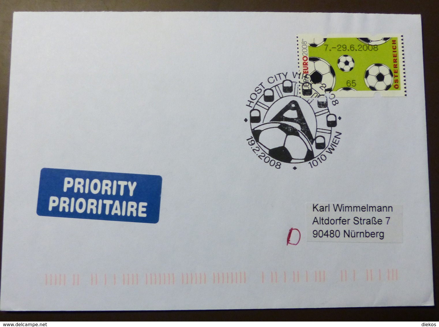 Brief Österreich   2008   ATM  Fußball   #cover 4782 - Briefe U. Dokumente