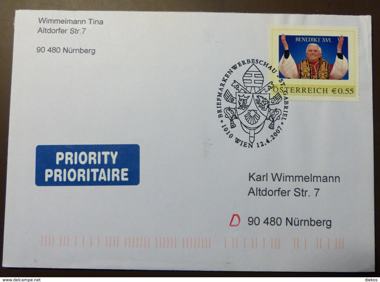 Brief Österreich   2007   Benedikt XVI   #cover 4793 - Briefe U. Dokumente