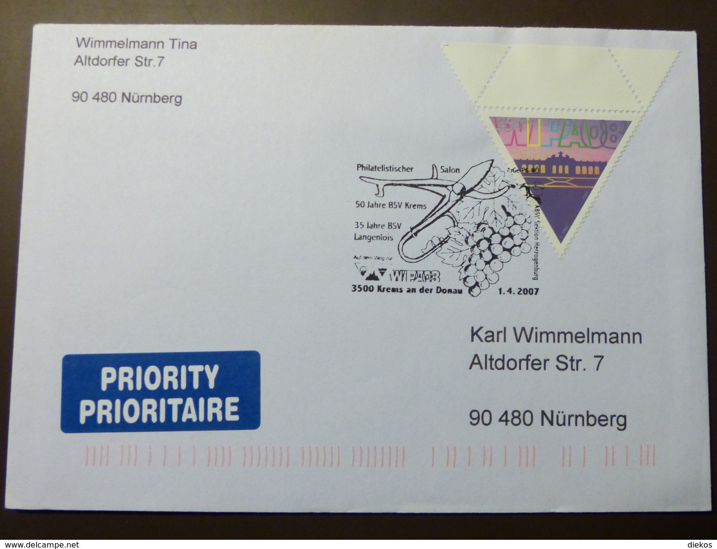Brief Österreich   2007   WIPA   #cover 4794 - Briefe U. Dokumente