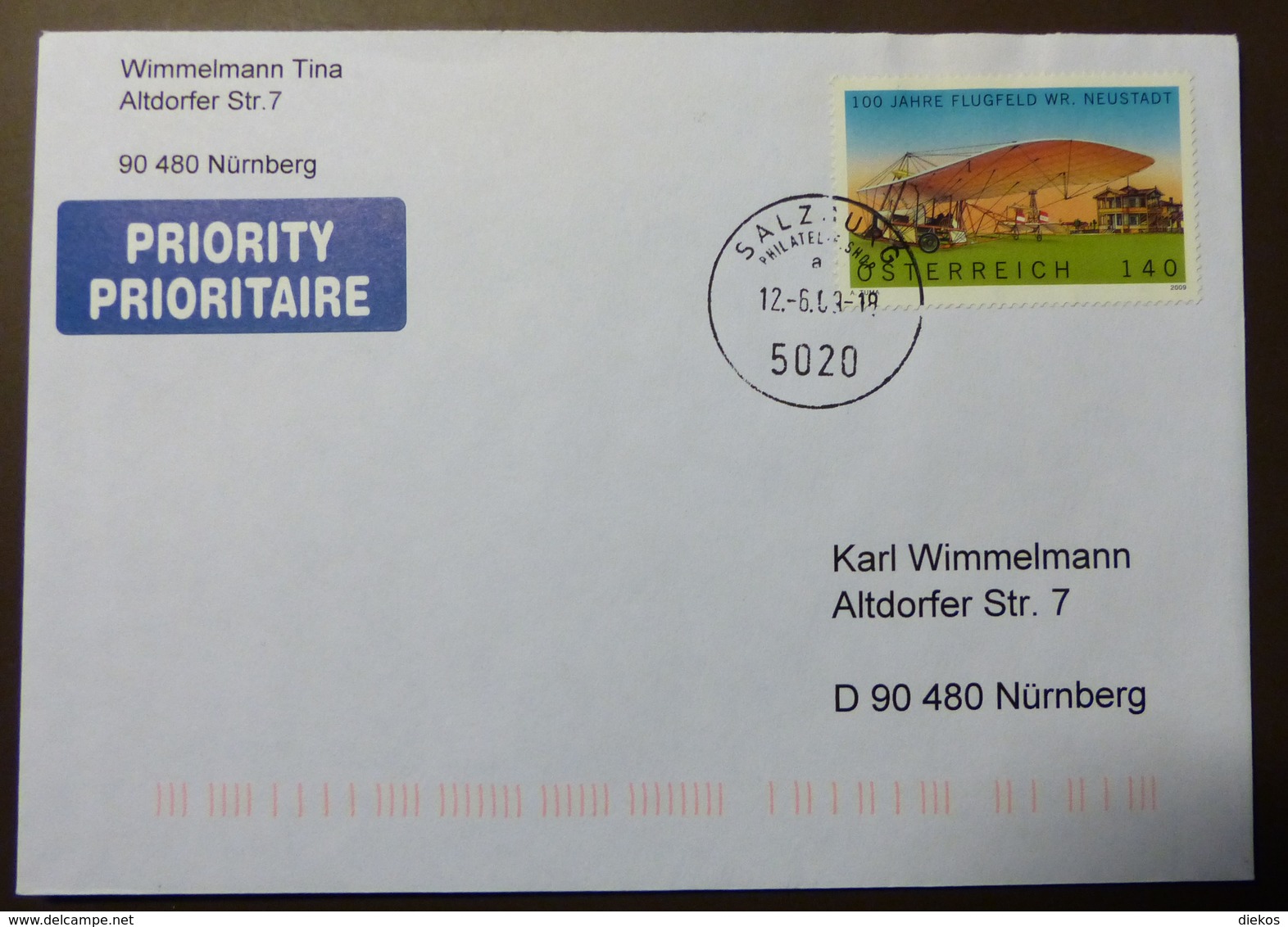 Brief Österreich   2009    Flugfeld  Neustadt   #cover 4804 - Briefe U. Dokumente