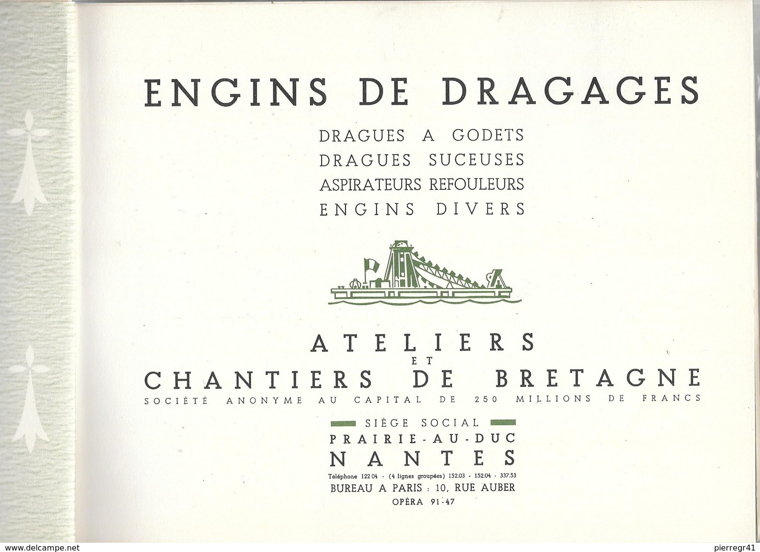Vers1955-Catalogue ATELIERS & CHANTIERS De BRETAGNE-Engins DRAGAGE-BATEAUX-30 Pages-21.x28Cm-TBE-RARE - Matériel Et Accessoires