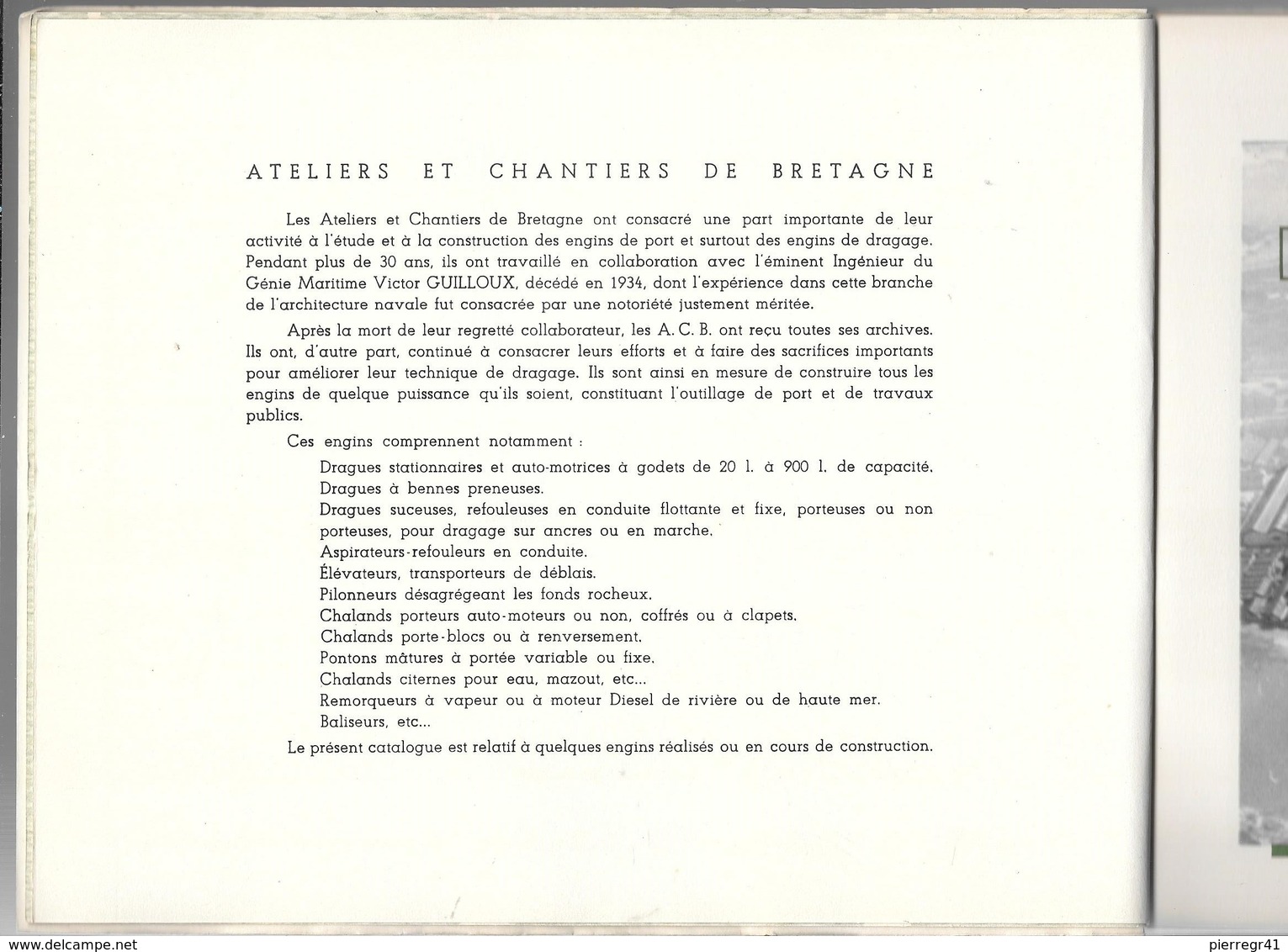 Vers1955-Catalogue ATELIERS & CHANTIERS De BRETAGNE-Engins DRAGAGE-BATEAUX-30 Pages-21.x28Cm-TBE-RARE - Matériel Et Accessoires