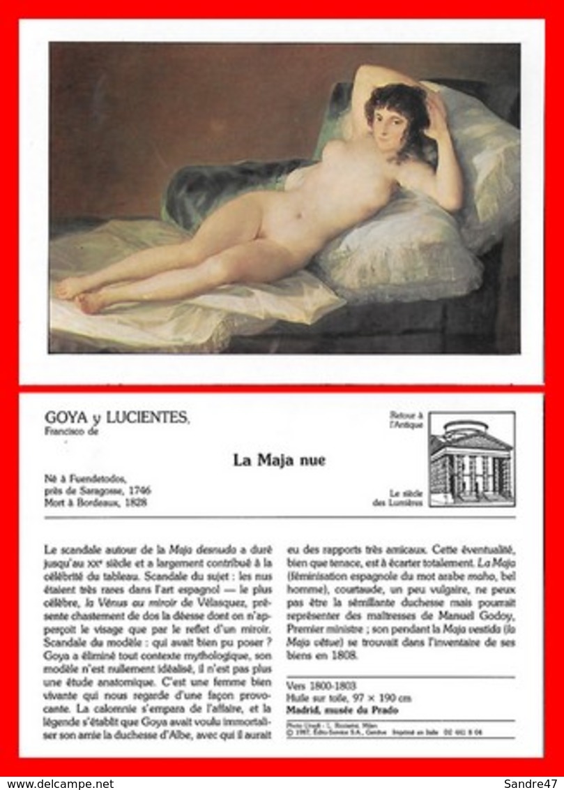 3 FICHES. Arts Peintures. La Maja Nue(Goya) / Jeune Fille Couchée(Boucher) / La Baigneuse Endormie(Chassériau)...B879 - Other & Unclassified