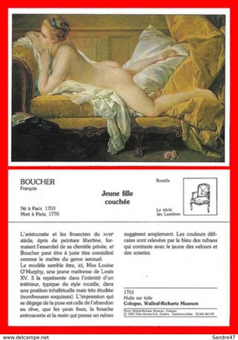 3 FICHES. Arts Peintures. La Maja Nue(Goya) / Jeune Fille Couchée(Boucher) / La Baigneuse Endormie(Chassériau)...B879 - Other & Unclassified