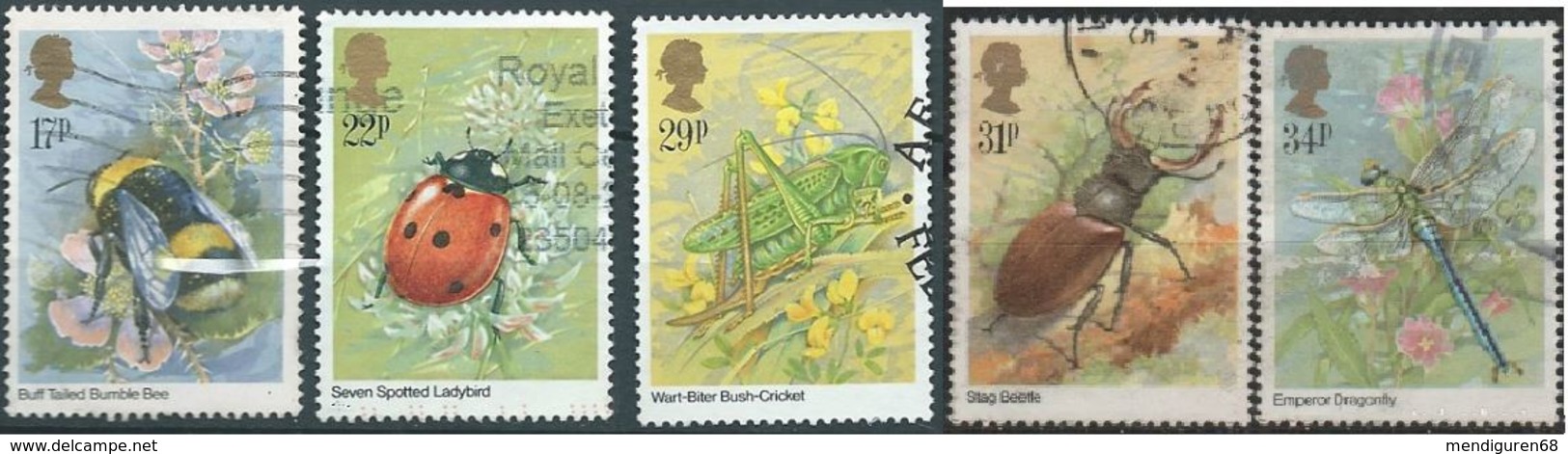 GROSSBRITANNIEN GRANDE BRETAGNE GB 1985 INSECTS SET OF 5 USED SG 1277-81 MI 1022-26 SC 1098-1102 YT 1173-1177 - Gebraucht