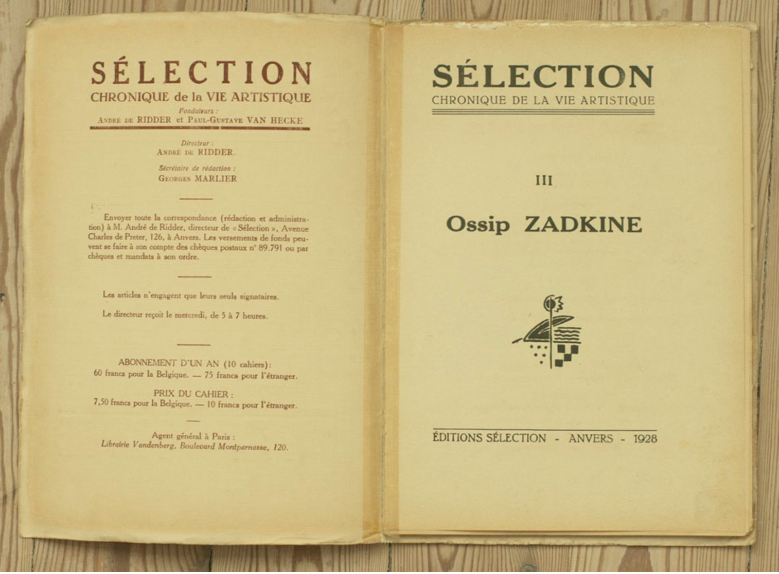 Sélection Cahier 3  Ossip Zadkine 1928 - Art