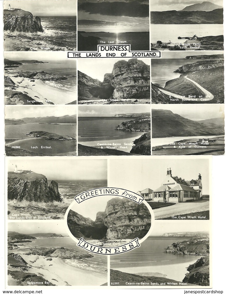 TWO REAL PHOTOGRAPIC POSTCARDS - MULTIVIEWS - DURNESS - SUTHERLAND - Sutherland