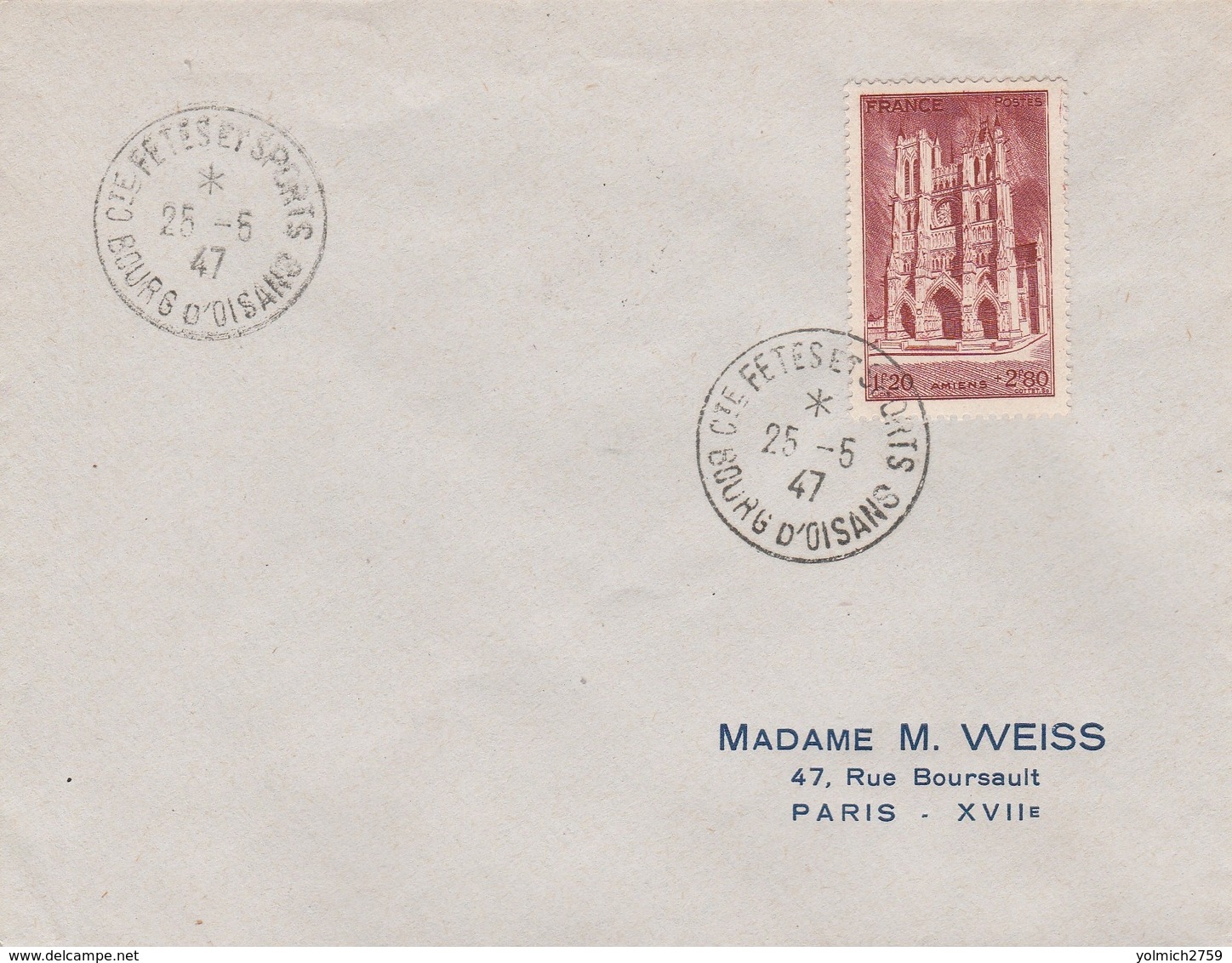 OBLIT. TEMPORAIRE BOURG D'OISANS - FÊTES ET SPORTS - 25.5.47 - Commemorative Postmarks