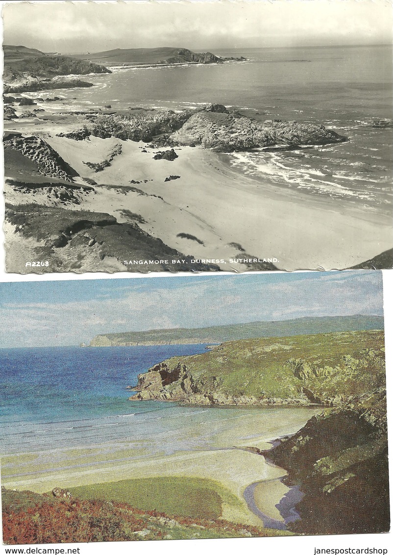 TWO POSTCARD VIEWS CEANN-NA-BEINN SANDS AND SANGAMORE BAY DURNESS - SUTHERLAND - Sutherland