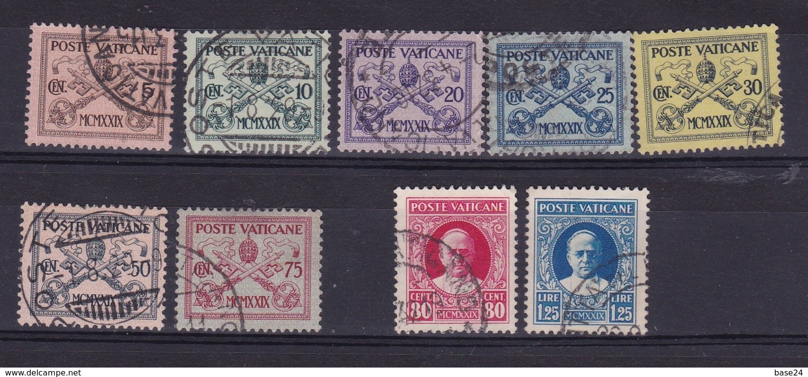 1929 Vaticano Vatican CONCILIAZIONE 9 Valori: 5c, 10c, 20c, 25c, 30c, 50c, 75c, 80c E 1.25L Usati USED - Usati