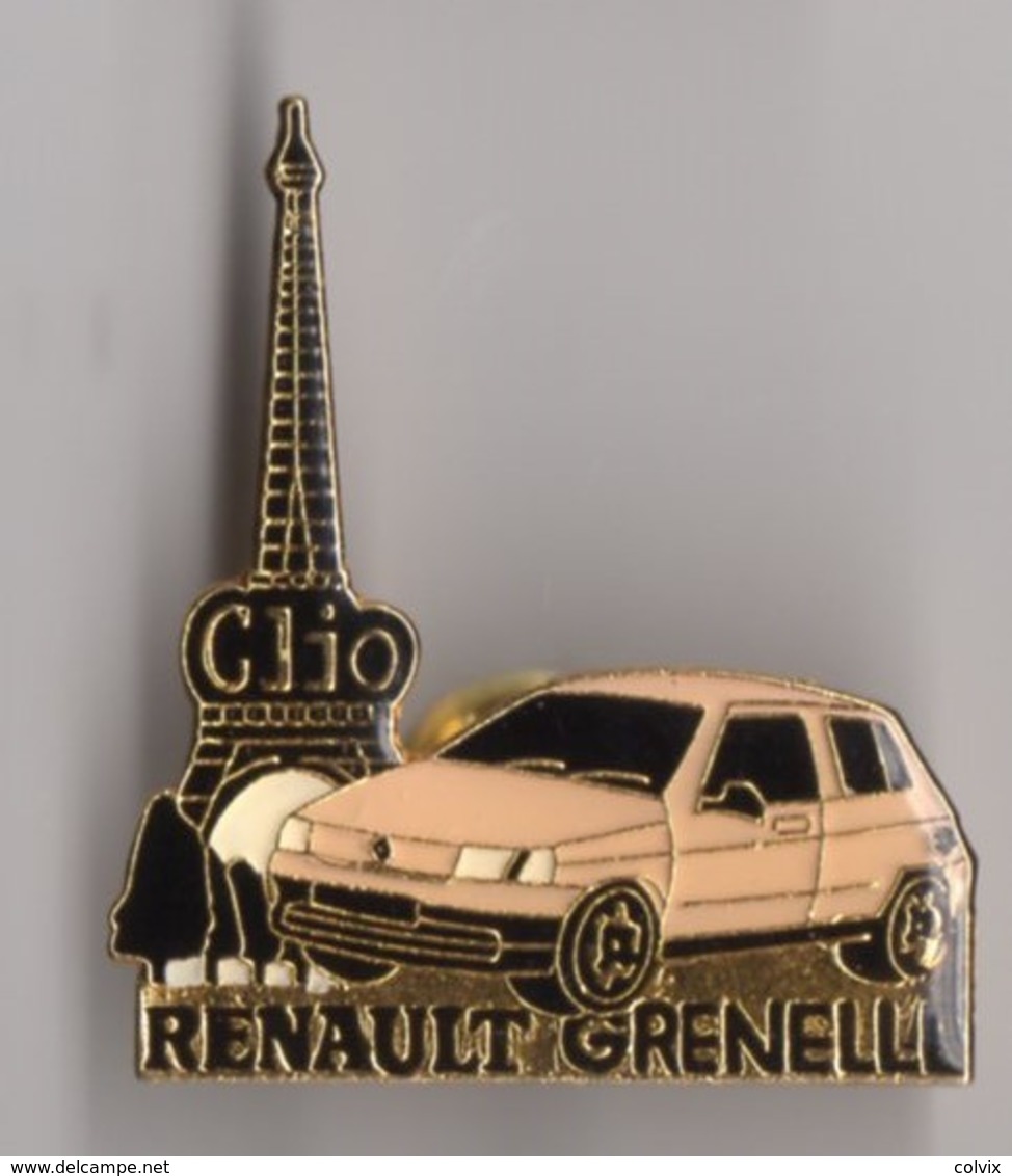 PIN'S AUTOMOBILE RENAULT GRENELLE CLIO TOUR EIFFEL - Renault