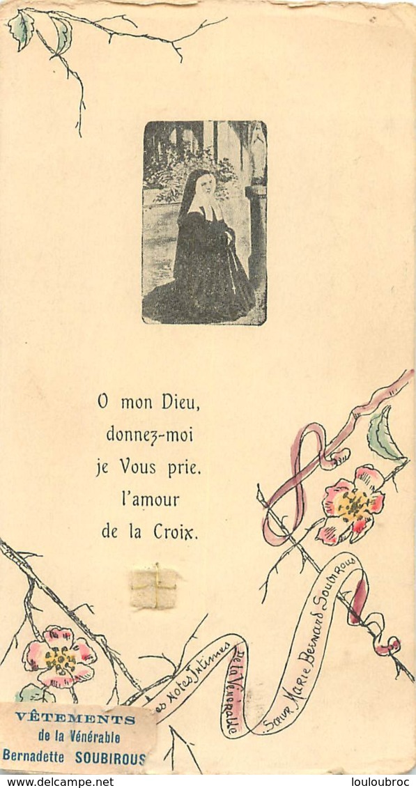 IMAGE PIEUSE CANIVET AVEC VETEMENTS DE BERNADETTE SOUBIROUS  TISSUS 12 X 6.50 CM - Devotion Images