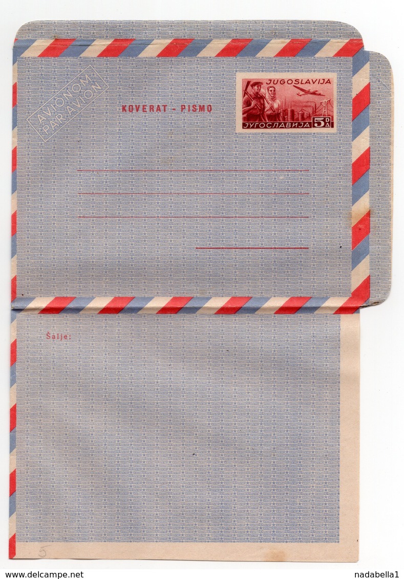 1940s 50s FNR YUGOSLAVIA, IMPRINTED COVER, OPEN,  POSTAL STATIONERY, MINT - Postal Stationery