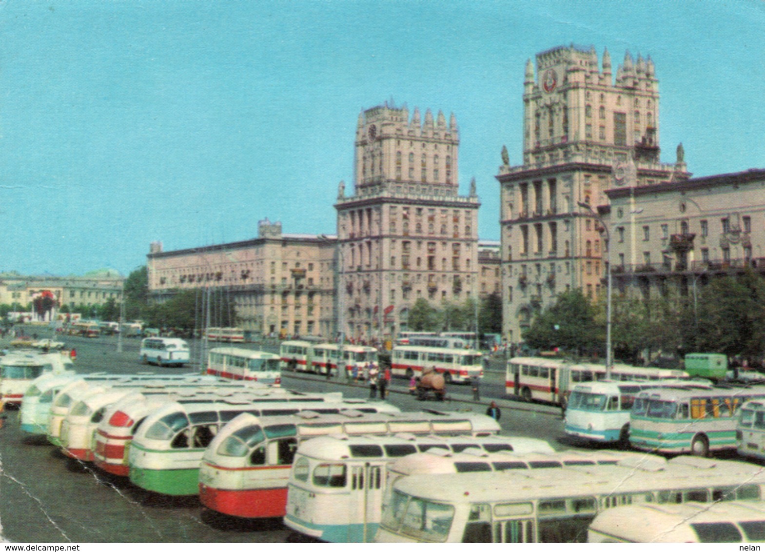 MINSK-PLACE DE LA GARE- Belarus Minsk Railway Terminal Square Old Postcard -F.G - Bielorussia