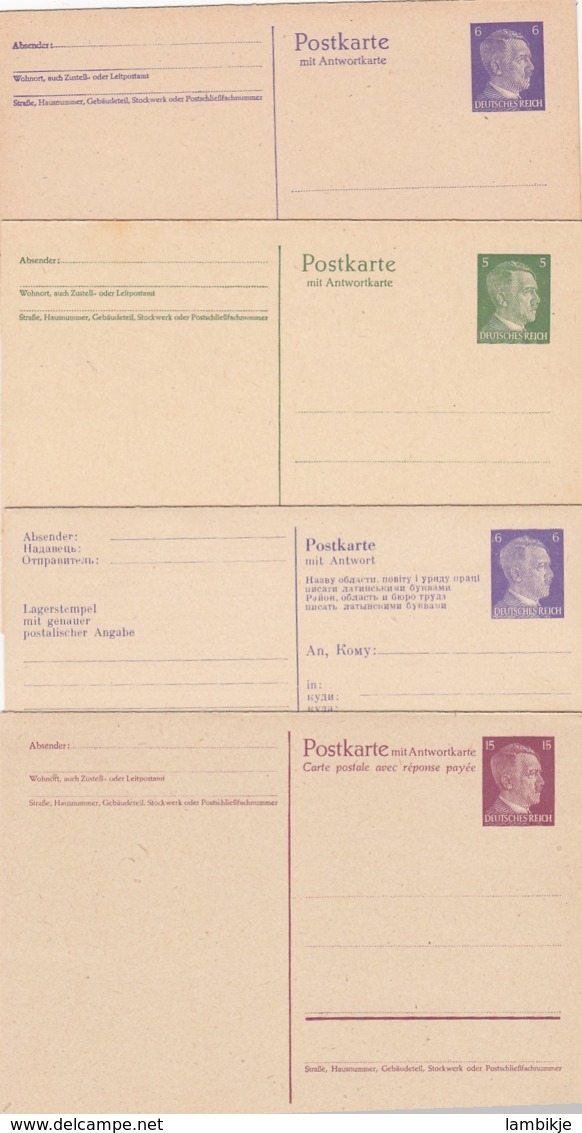 Deutsches Reich 4 Postkarten Mit Antwortkarte 1941 - Neufs