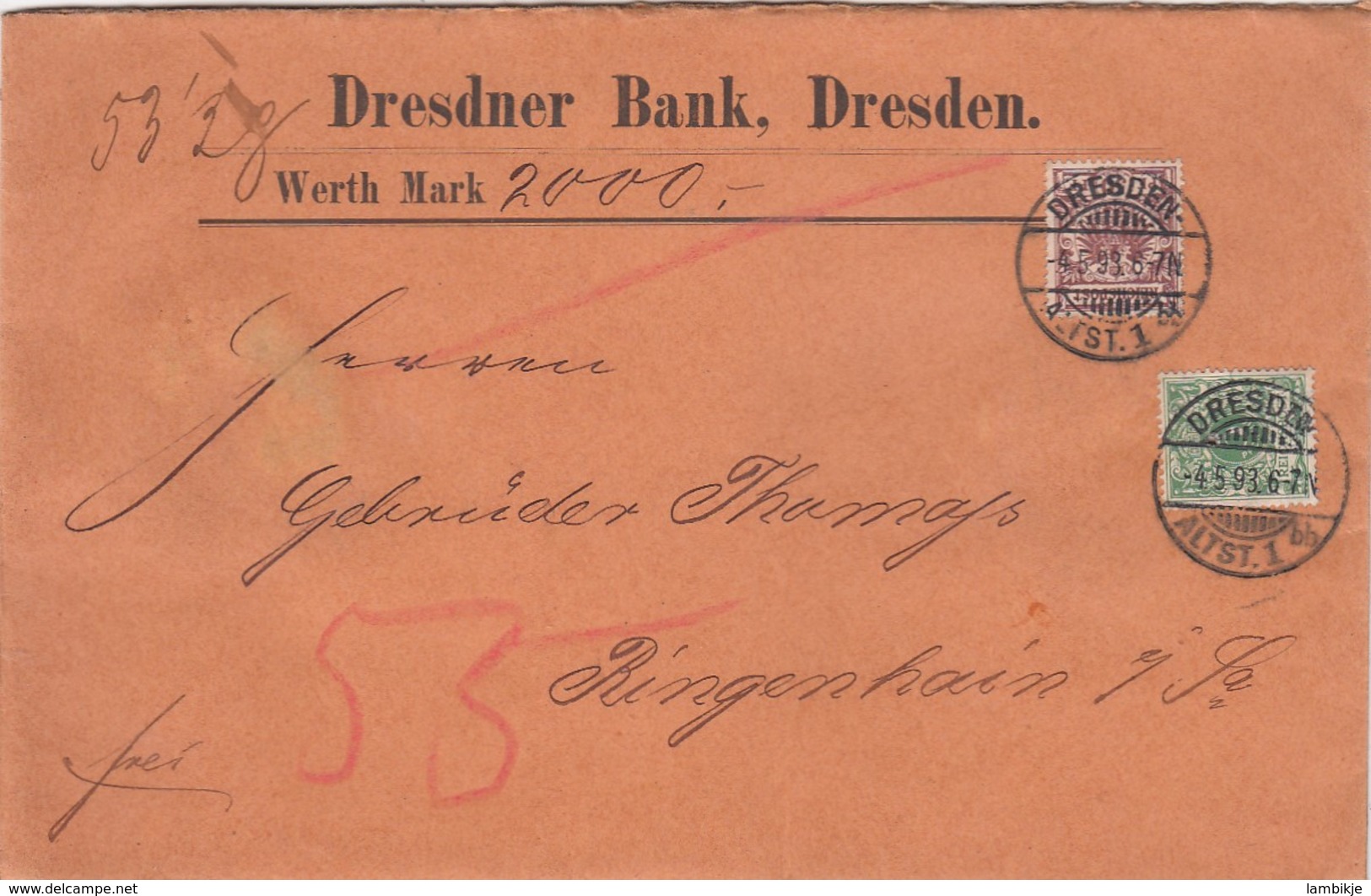 Deutsches Reich Brief 1893 - Briefe U. Dokumente