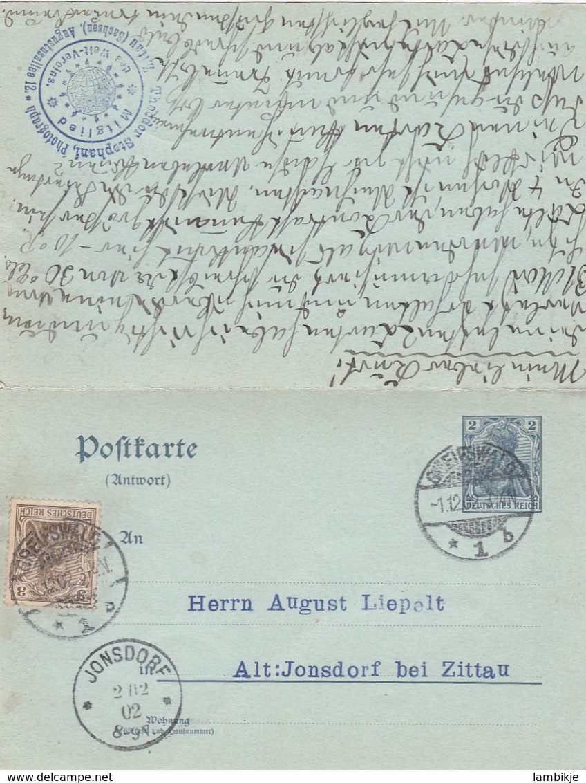 Deutsches Reich Postkarte 1902 F + A - Gebraucht