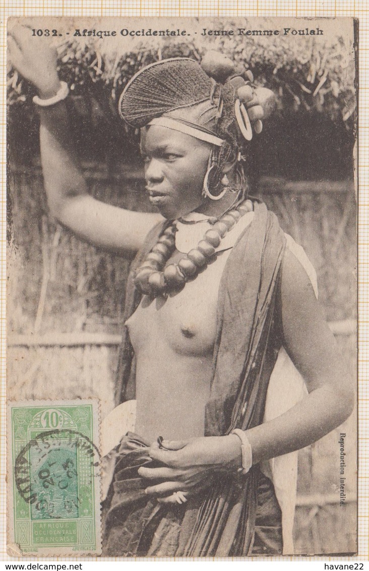 9AL1524 AFRIQUE OCCIDENTALE A O F Seins Nus JEUNE FEMME FOULAH 2 SCANS - Guinea Francese