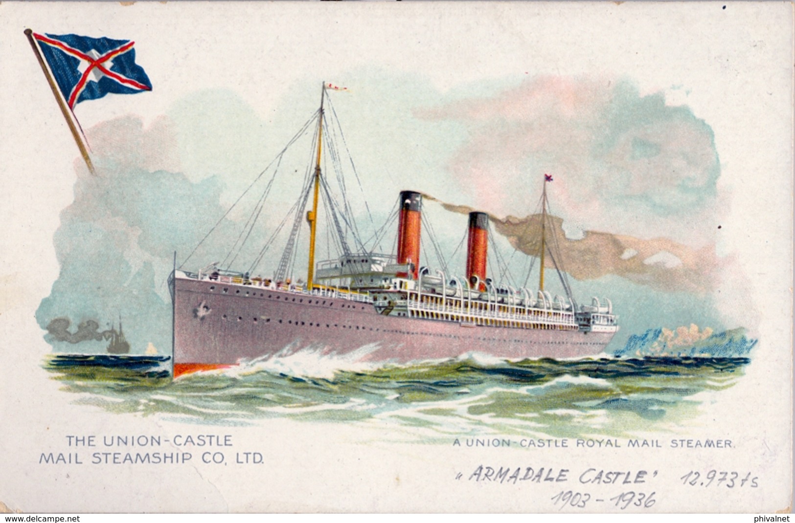 BARCOS / SHIPS , TARJETA POSTAL  NO CIRCULADA , THE UNION - CASTLE MAIL STEAMSHIP CO. , ARMADALE CASTLE - Steamers